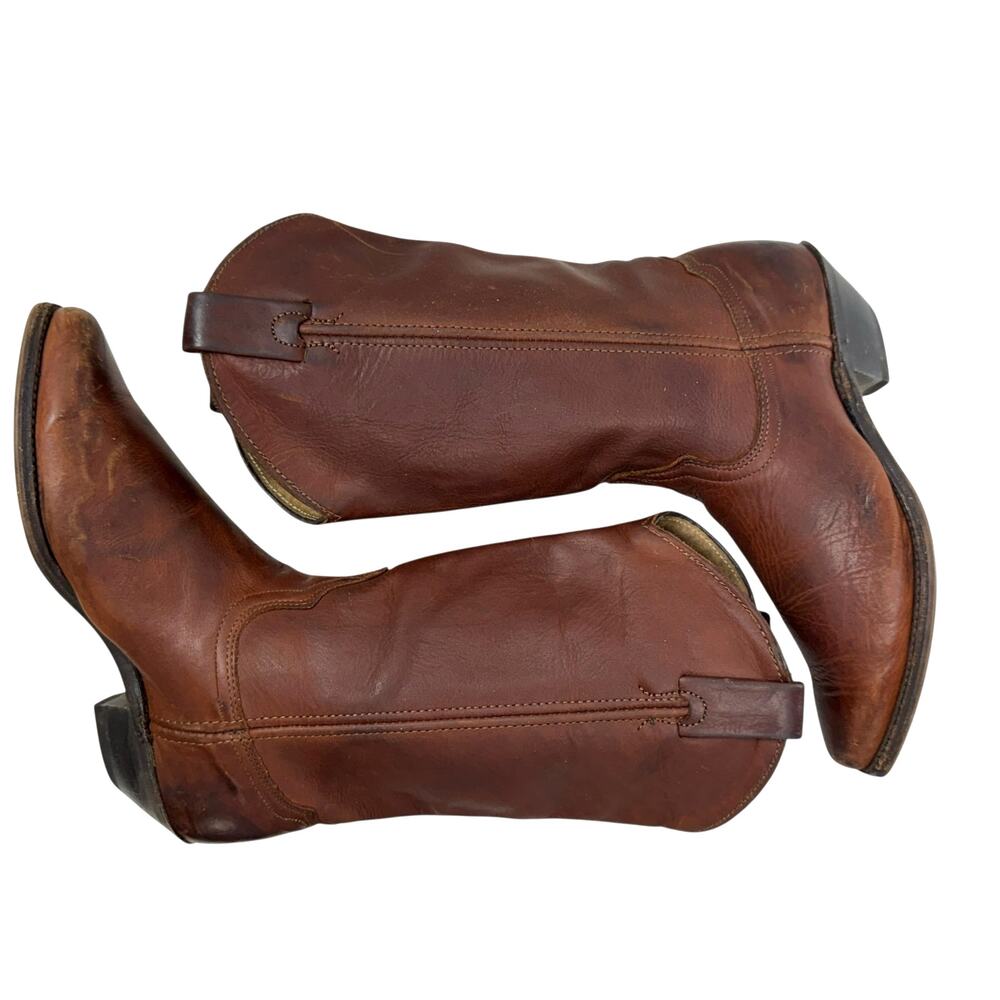 Western Cowboy Boots‎ Women Size 6M Brown Leather USA Mid Calf Pointed Toe - Picture 8 of 10